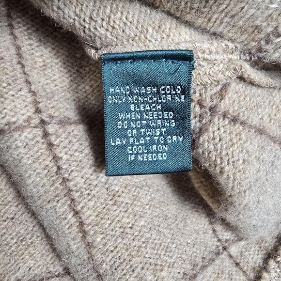 Lauren Ralph Lauren Sweater Vest Womens XL Tan Lambswool Peplum Button Up - Picture 5 of 7